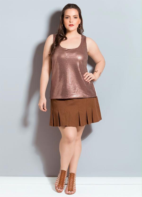 Quintess - Regata Quintess com Paetês Bronze Plus Size 3
