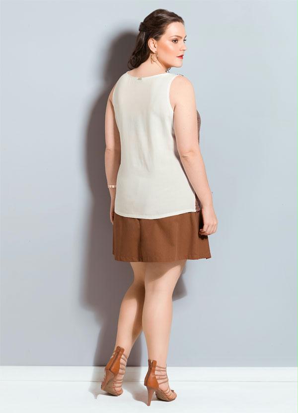 Quintess - Regata Quintess com Paetês Bronze Plus Size 4