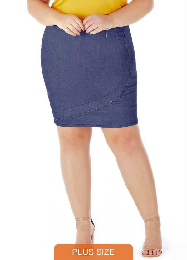 Lepoque - Saia Bengaline com Botoes Jeans 1