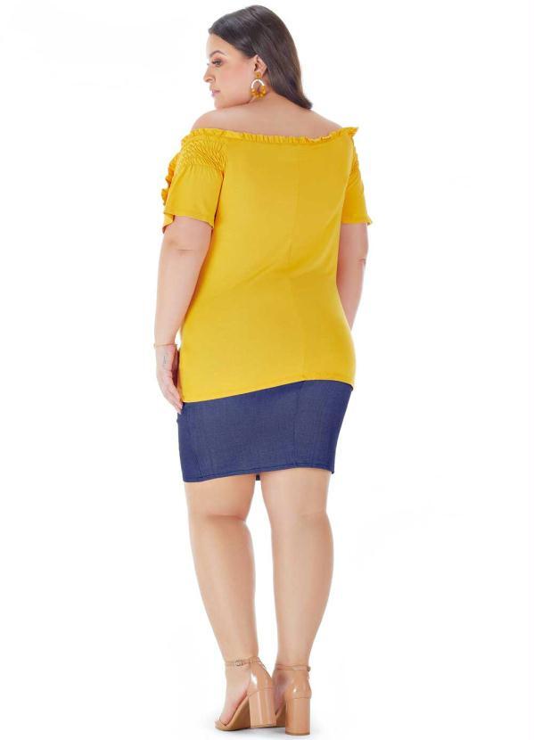 Lepoque - Saia Bengaline com Botoes Jeans 4