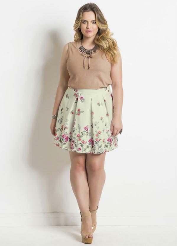 Quintess - Saia Floral com Forro Plus Size Quintess 3
