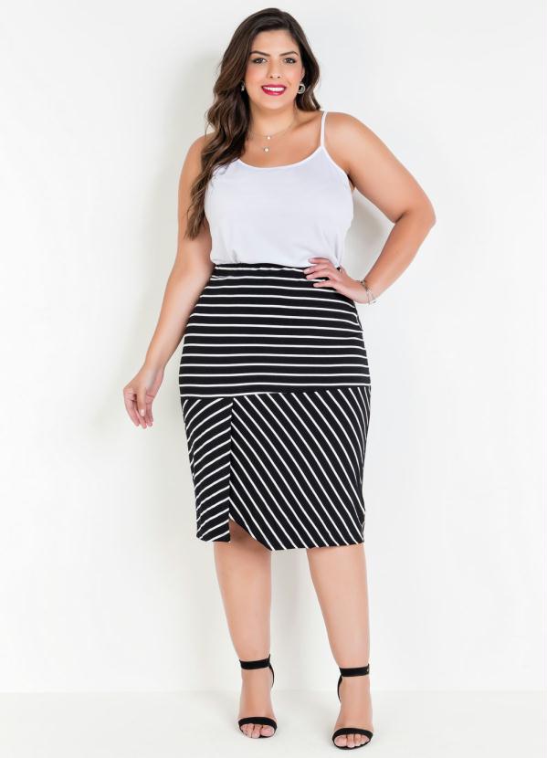 Marguerite - Saia Listrada Plus Size com Fenda 3