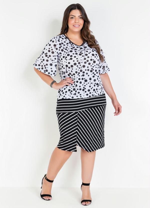 Marguerite - Saia Listrada Plus Size com Fenda 6
