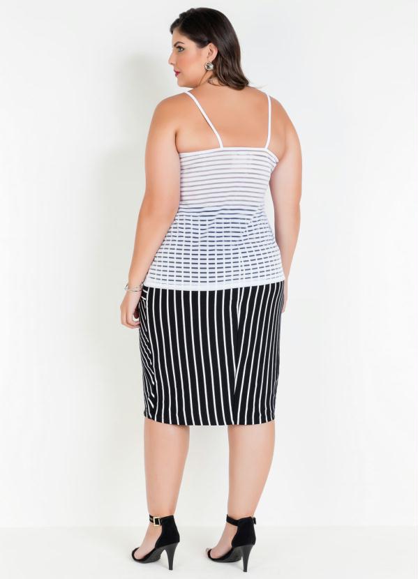 Marguerite - Saia Listrada Plus Size com Fenda 7