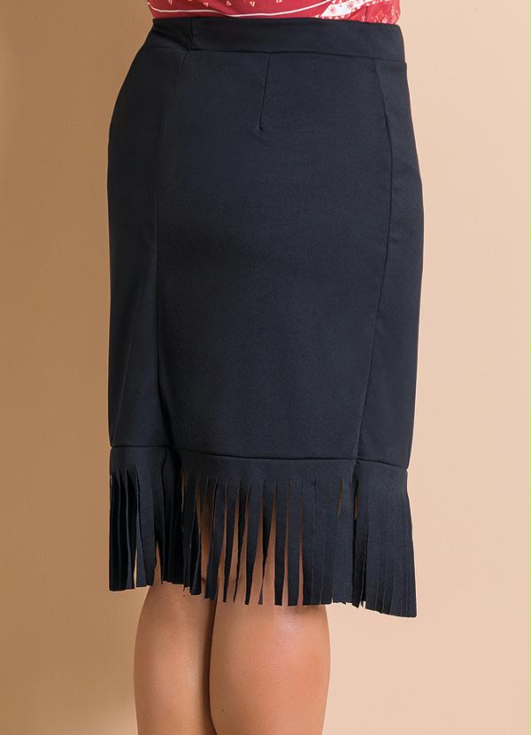 Marguerite - Saia com Franjas na Barra Preta Plus Size 2