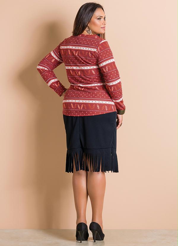 Marguerite - Saia com Franjas na Barra Preta Plus Size 4