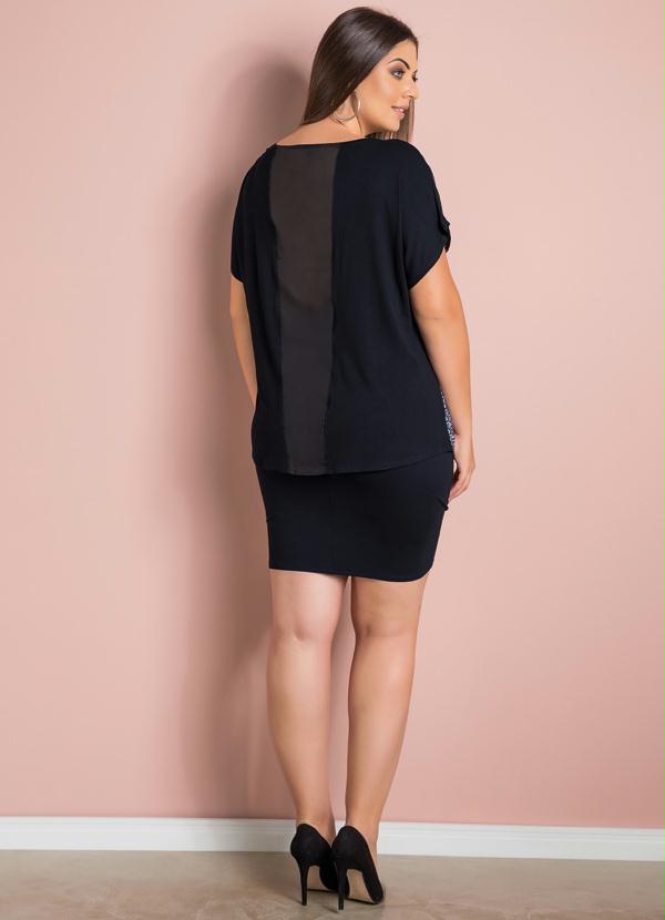 Quintess - Saia Envelope Preta Plus Size 4