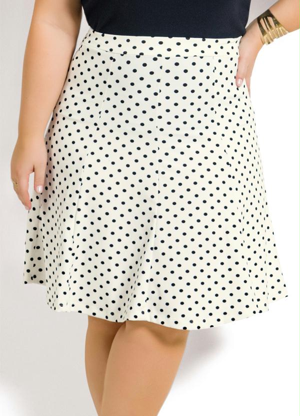 Marguerite - Saia Evasê Cintura Alta Poá Plus Size