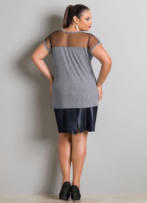 Marguerite - Saia Evasê Cintura Alta Preta Plus Size 4