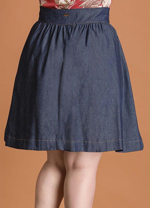 Quintess - Saia Evasê Jeans com Botões Frontais Plus Size 2