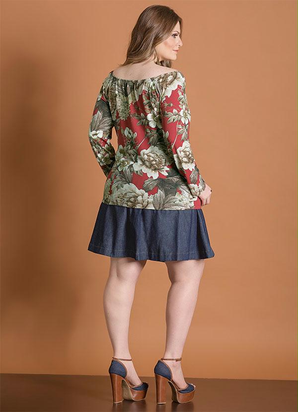 Quintess - Saia Evasê Jeans com Botões Frontais Plus Size 5