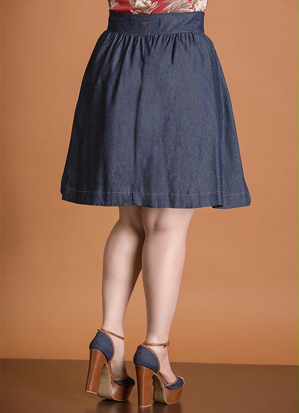 Quintess - Saia Evasê Jeans com Botões Frontais Plus Size 7