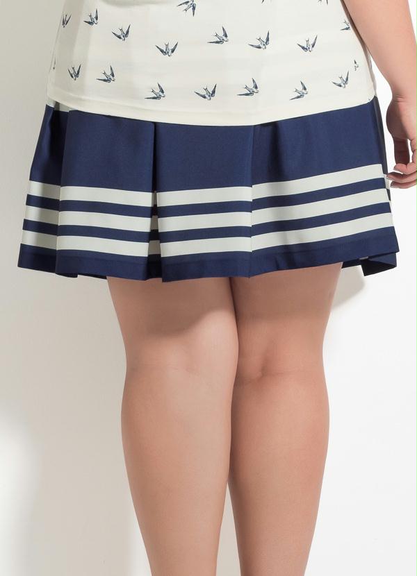 Quintess - Saia Listrada Quintess com Pregas Plus Size 2