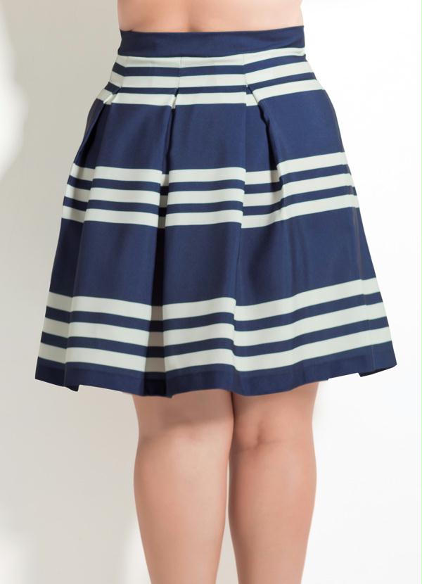Quintess - Saia Listrada Quintess com Pregas Plus Size 6