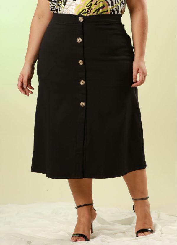 Donna Peck - Saia com Botões Preto