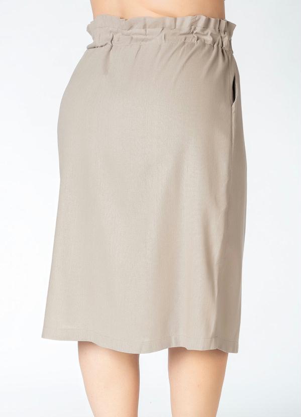 Mink - Saia Plus Size Linho Caqui 2