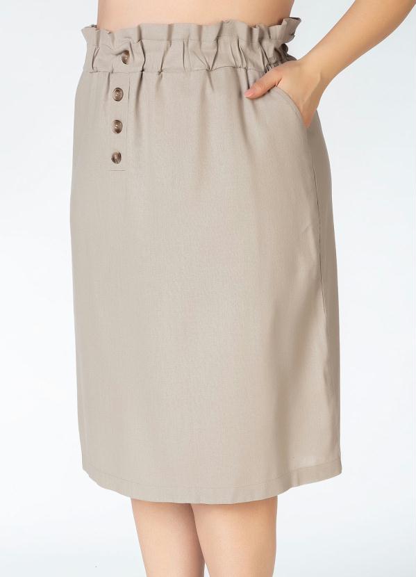 Mink - Saia Plus Size Linho Caqui 4