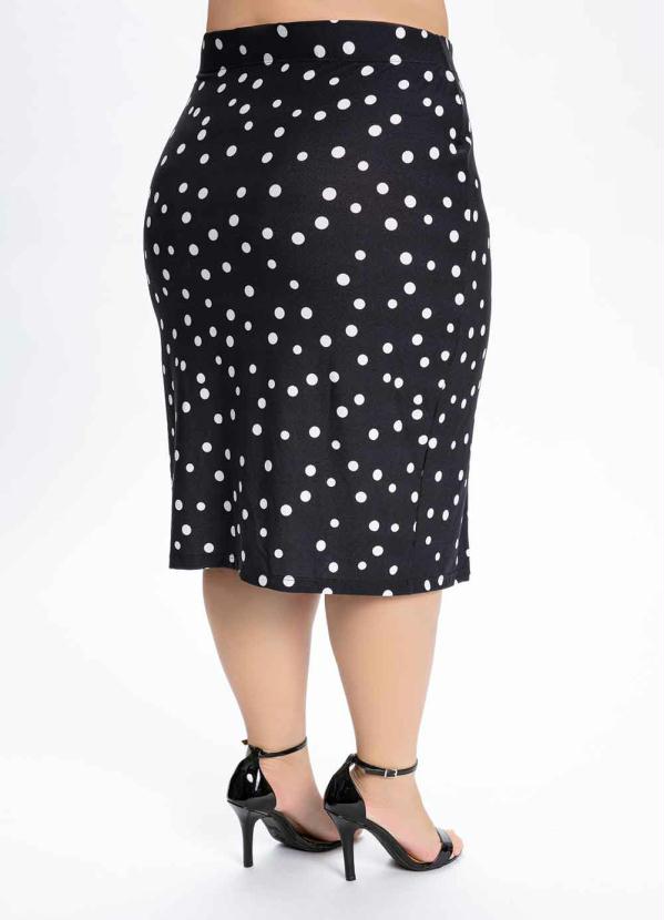 Outlet - Saia Plus Size Poá com Fenda 2