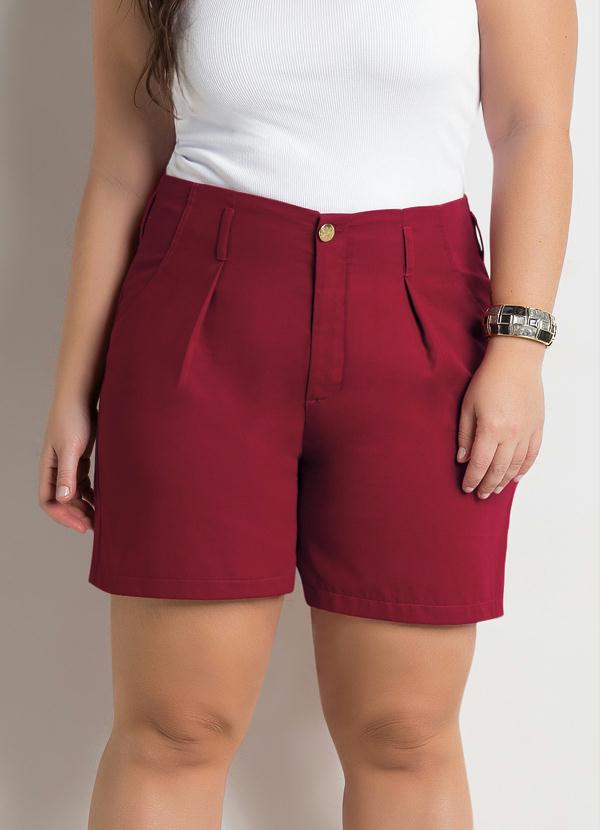 Short Amplo Bordô Plus Size Marguerite