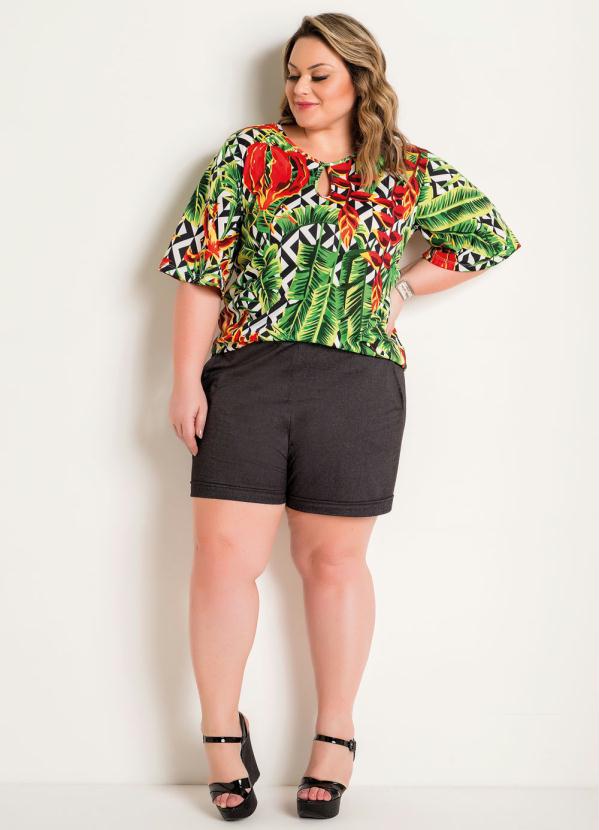 Marguerite - Short com Bolsos Plus Size Preto 4