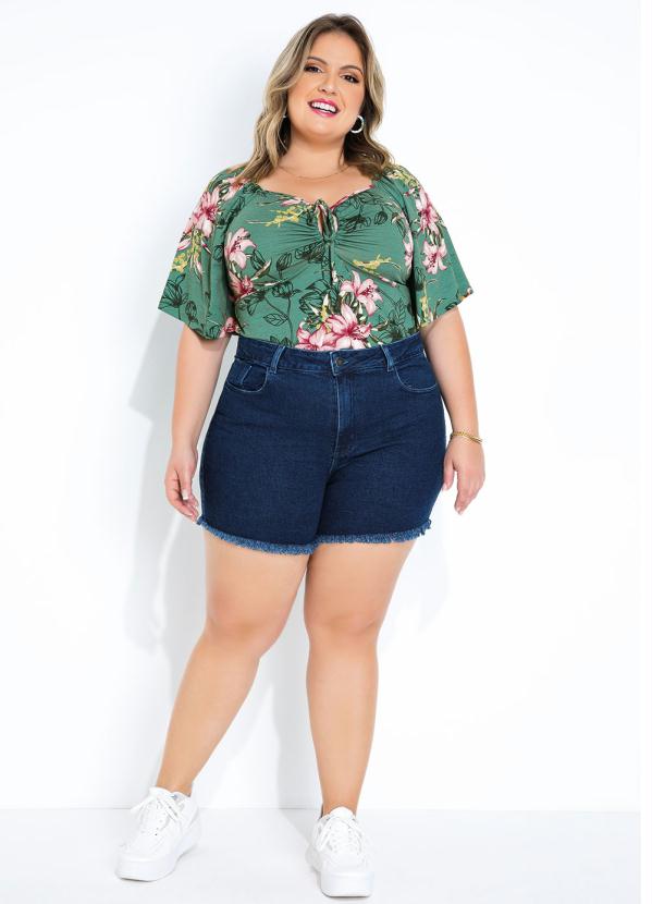 Sawary Jeans - Short Jeans com Barra Desfiada Sawary Plus Size 3