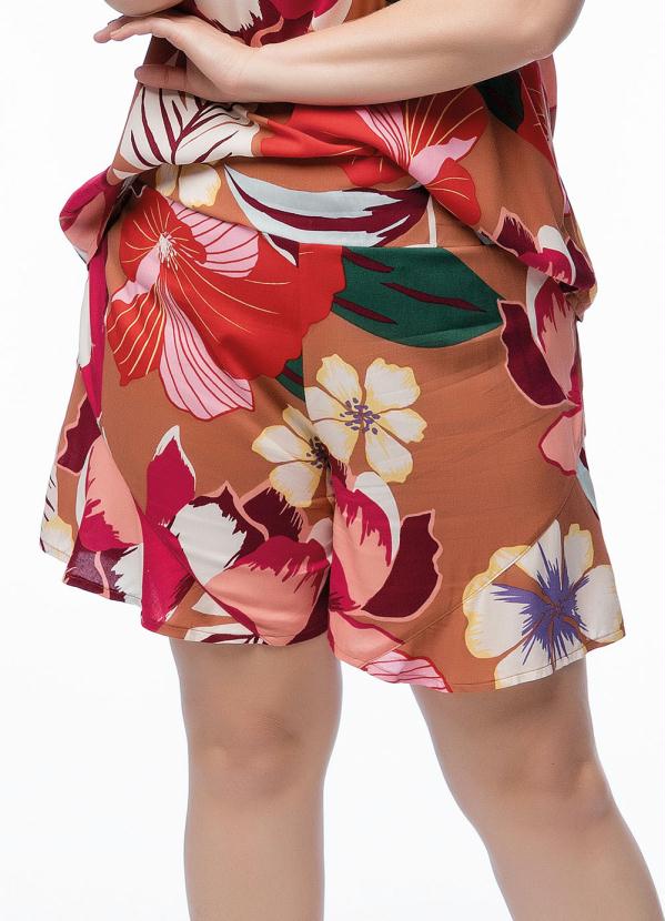 Vestido Plus Size Floral Azul com Babado - Mink