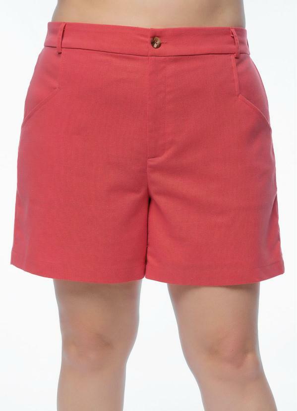 Short Plus Size Coral Com Bolso Geometrico Mink