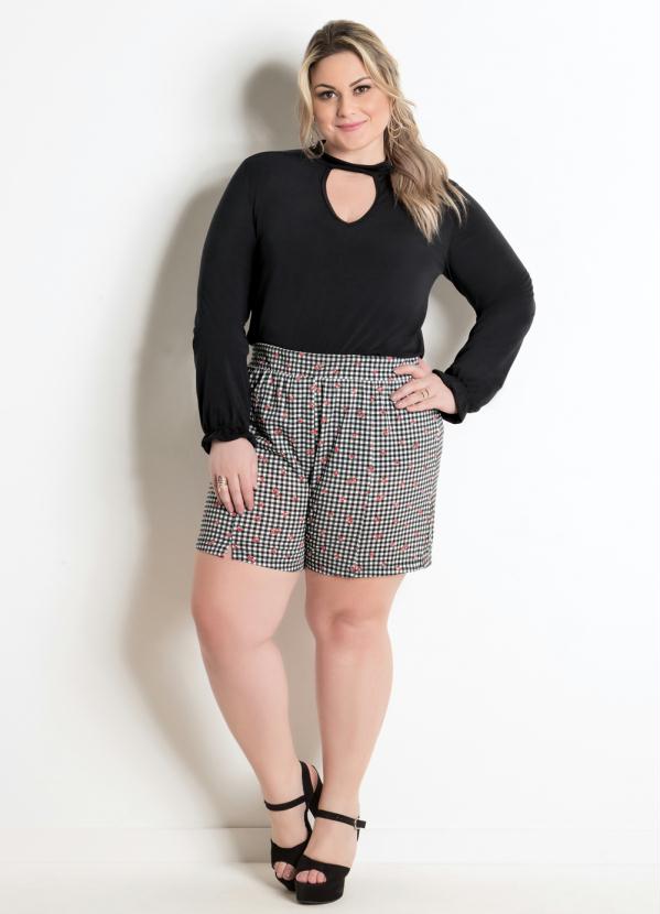 Marguerite - Short Plus Size Xadrez e Floral Marguerite 3