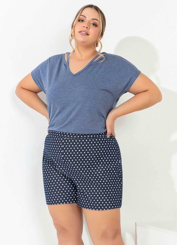 Outlet - Short Poá com Elástico Plus Size