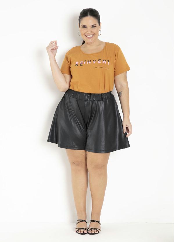 Marguerite - Short Preto Cirrê Godê Plus Size 12