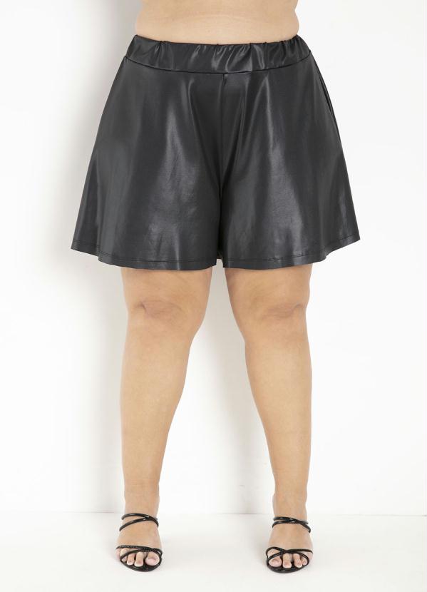 Marguerite - Short Preto Cirrê Godê Plus Size 5