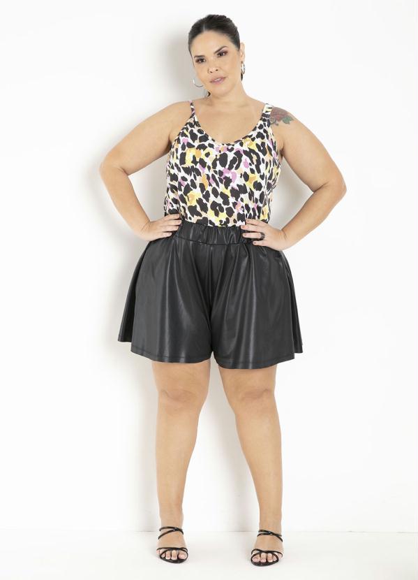 Marguerite - Short Preto Cirrê Godê Plus Size 8