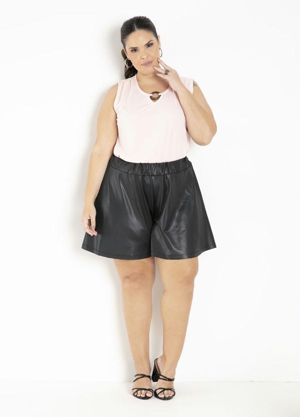 Marguerite - Short Preto Cirrê Godê Plus Size 9