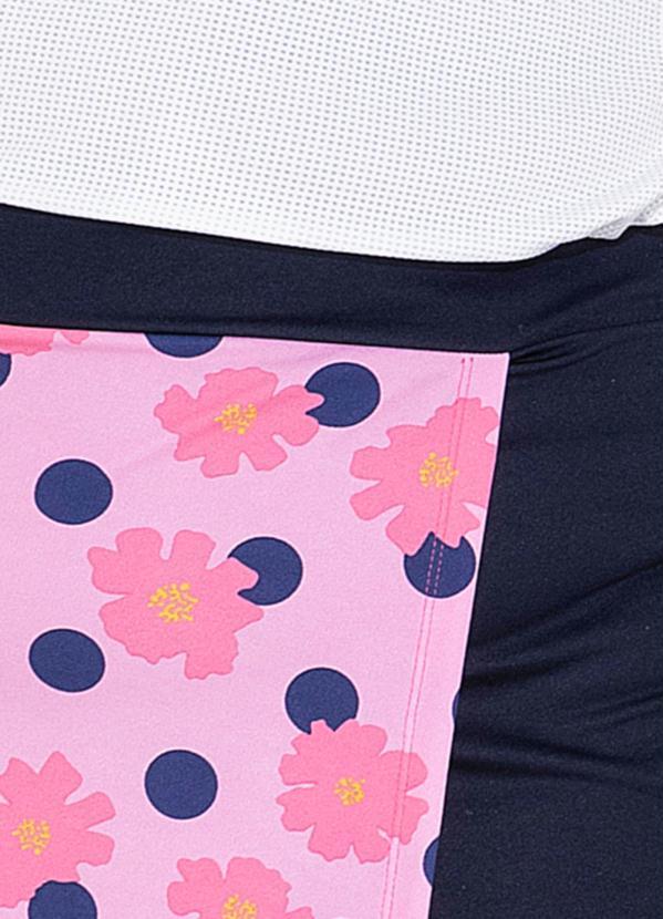 Marguerite - Short-Saia Azul e Floral Sobreposição Plus Size 1