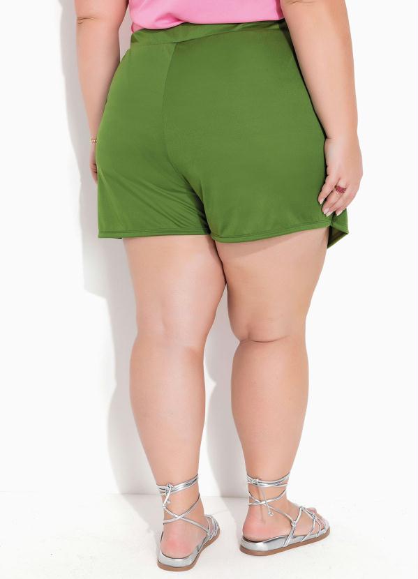Short-Saia Verde com Fenda Plus Size - Marguerite