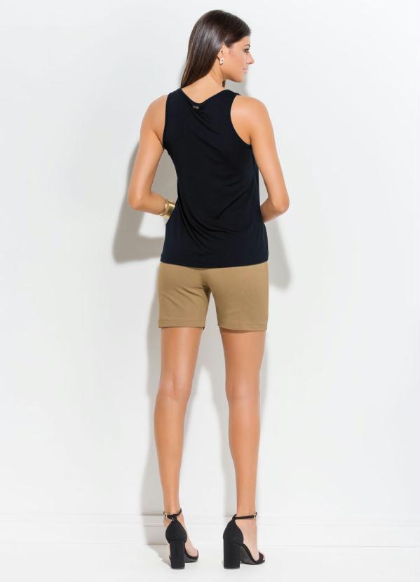 Outlet - Shorts Justo Bege com Cintura Alta Quintess 10