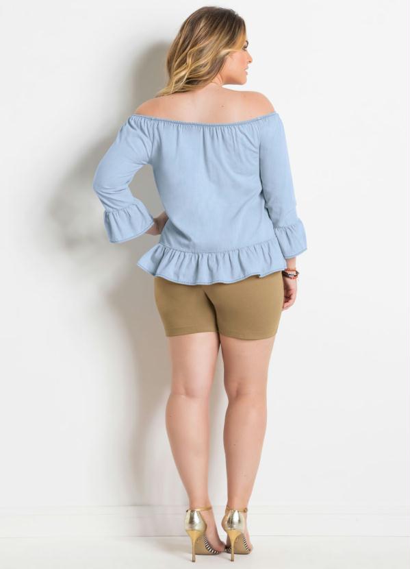 Outlet - Shorts Justo Bege com Cintura Alta Quintess 4