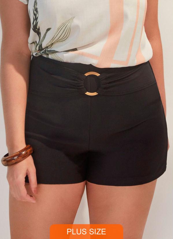 Shorts Malha Diagonal Venecia Preto Lunender Mais Mulher