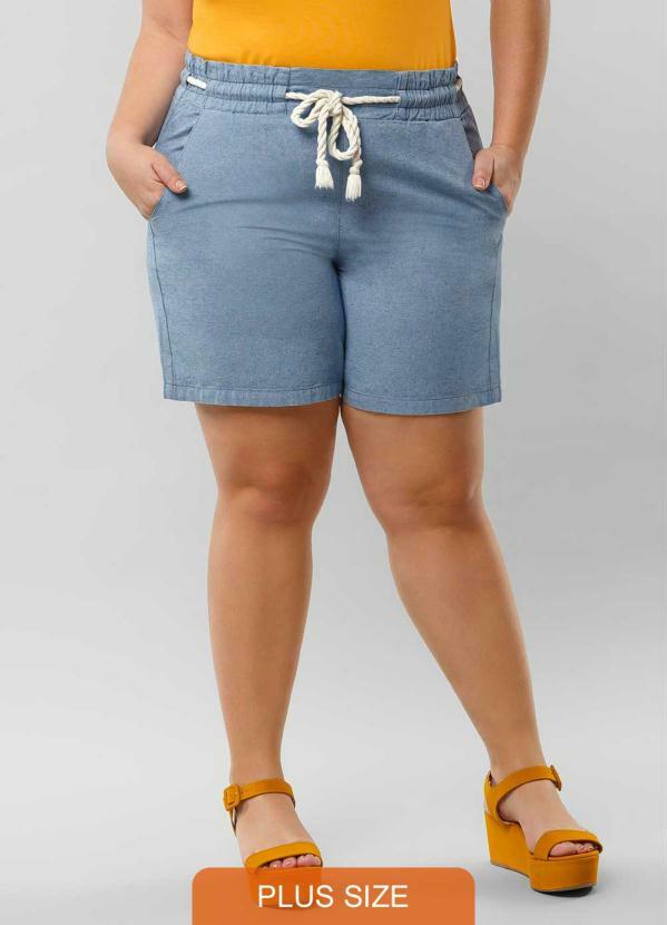 Lunender Mais Mulher - Shorts Sarja Azul