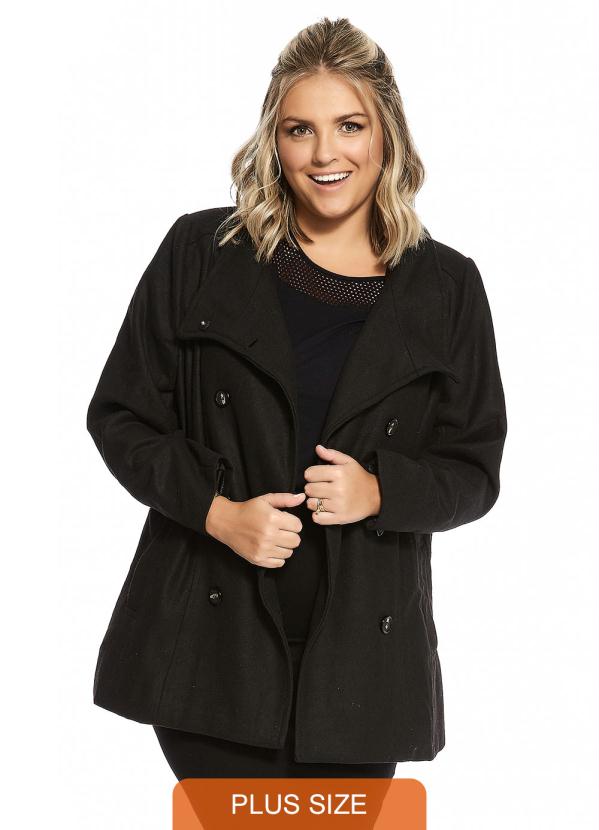casaco lã batido feminino preto