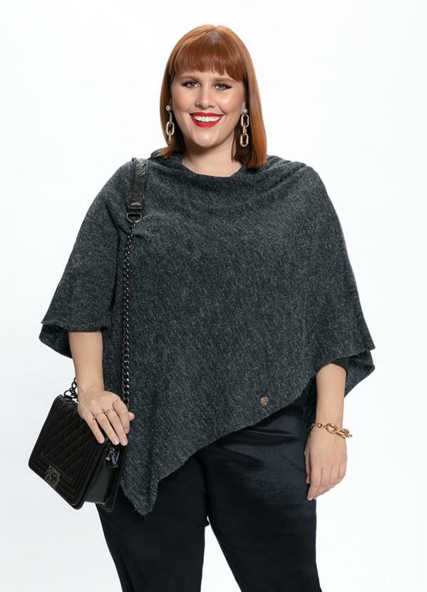 Mink - Poncho Plus Size Angorá Chumbo