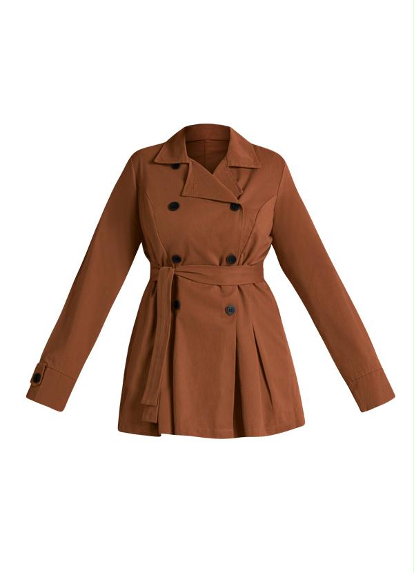 Quintess - Sobretudo Acinturado Marrom Plus Size 7