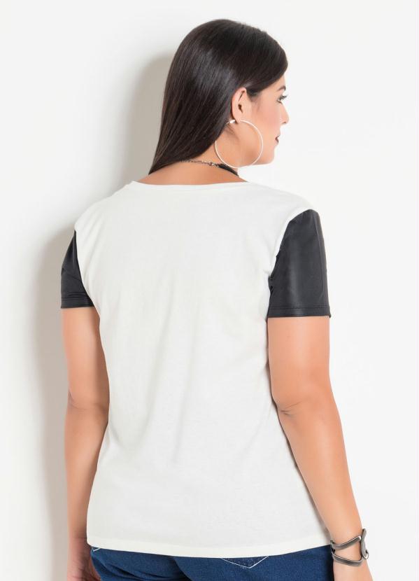 Marguerite - Blusa Off White e Preta Plus Size com Estampa 2