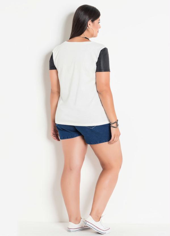 Marguerite - Blusa Off White e Preta Plus Size com Estampa 4