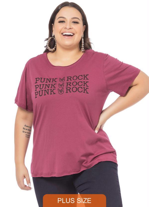 Miss Masy Plus - T-Shirt Feminina Punk Rock Vermelho