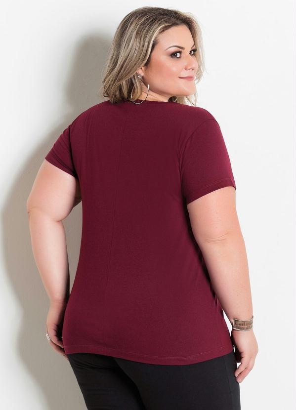 Marguerite - T-Shirt Marguerite Bordô com Estampa Frontal 2