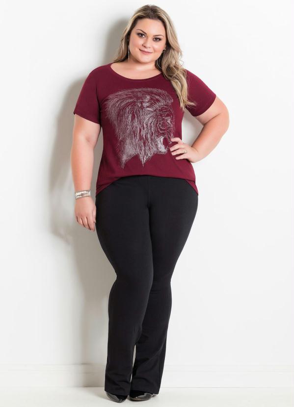 Marguerite - T-Shirt Marguerite Bordô com Estampa Frontal 3