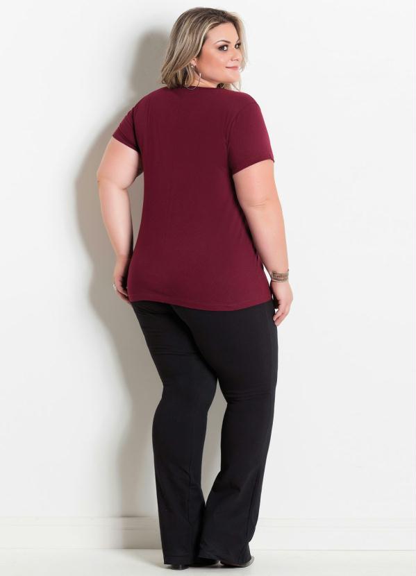 Marguerite - T-Shirt Marguerite Bordô com Estampa Frontal 4