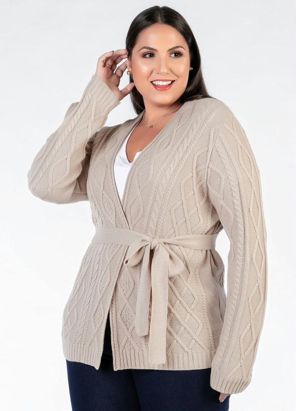 Mink - Casaco de Tricot Bege com Faixa