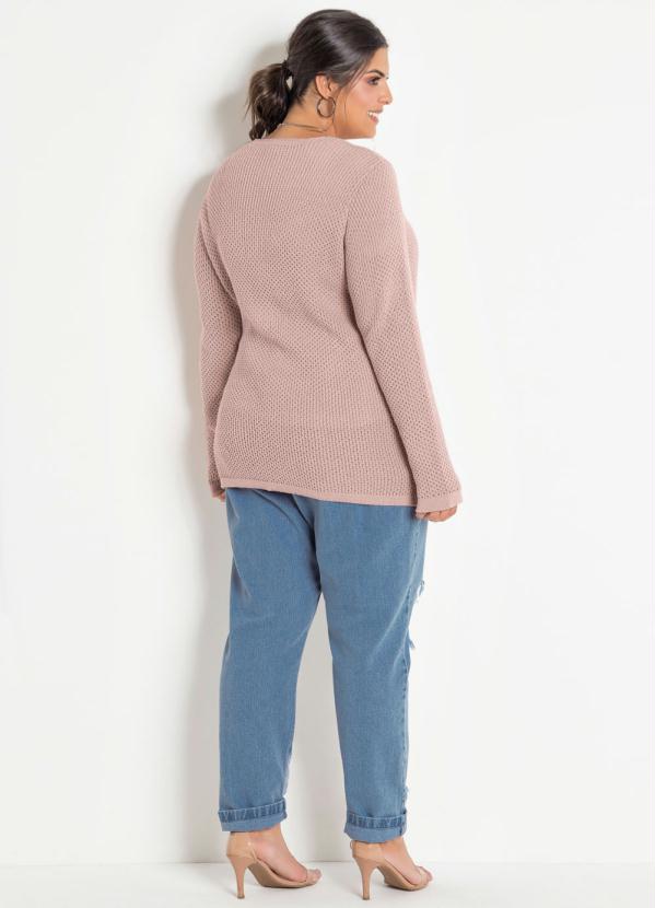 Marguerite - Casaco Tricô com Botões Rosê Plus Size 5